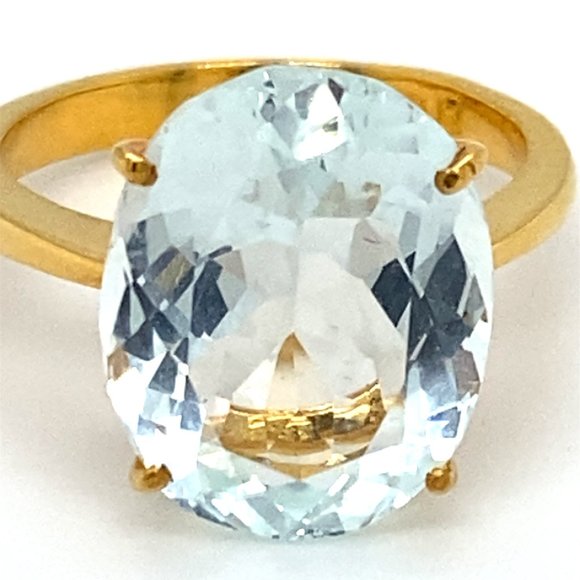 Aquamarine 8.01ct Solid 22K Yellow Gold Ring - Picture 7 of 7